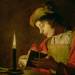 Young Man Reading by Candlelight
